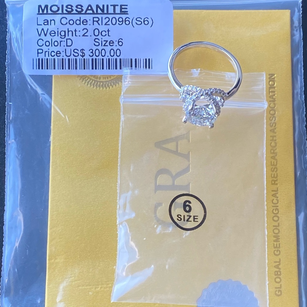 Moissanite Silver Ring with Clear Stone